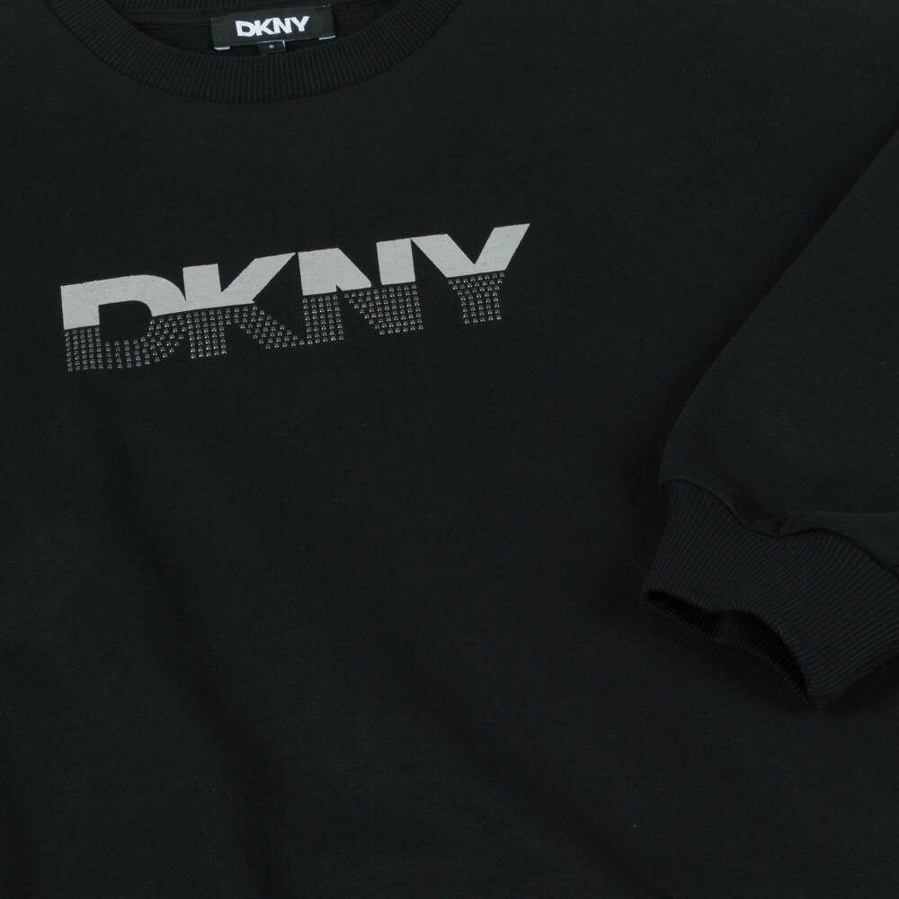 DKNY-Girls Black Cotton Jersey Sweatshirt Dress | Childrensalon Outlet