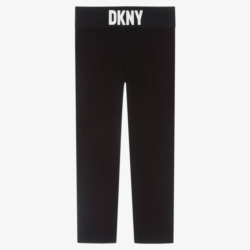 DKNY - ليغنغز قطن جيرسي لون أسود للبنات | Childrensalon