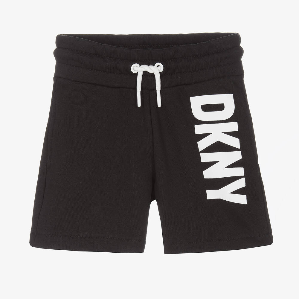 DKNY - Girls Black Cotton Logo Shorts | Childrensalon