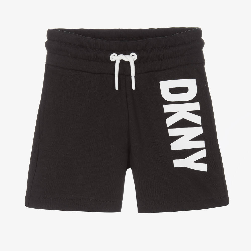 Girls Black Cotton Logo Shorts