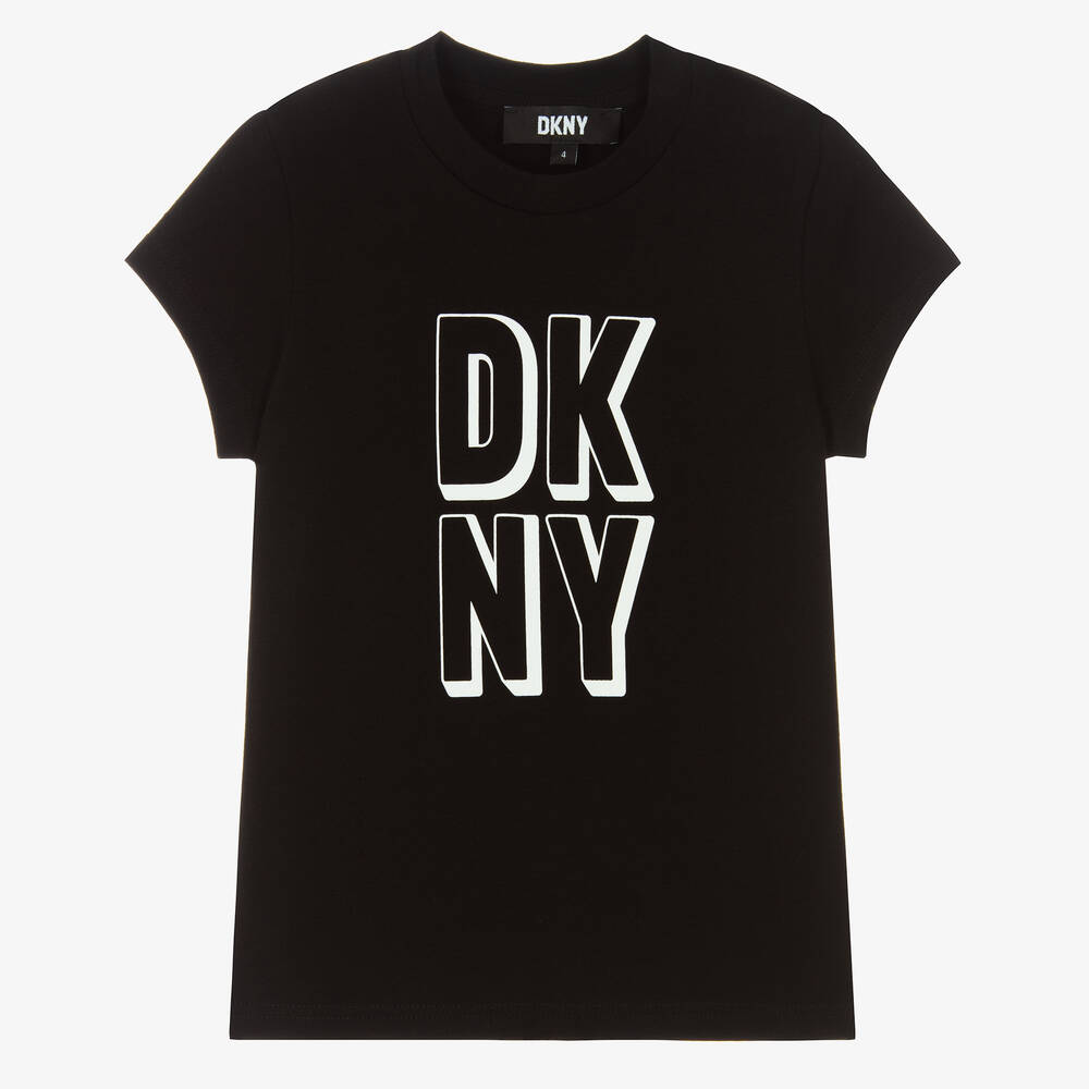 DKNY - T-shirt noir en coton fille | Childrensalon