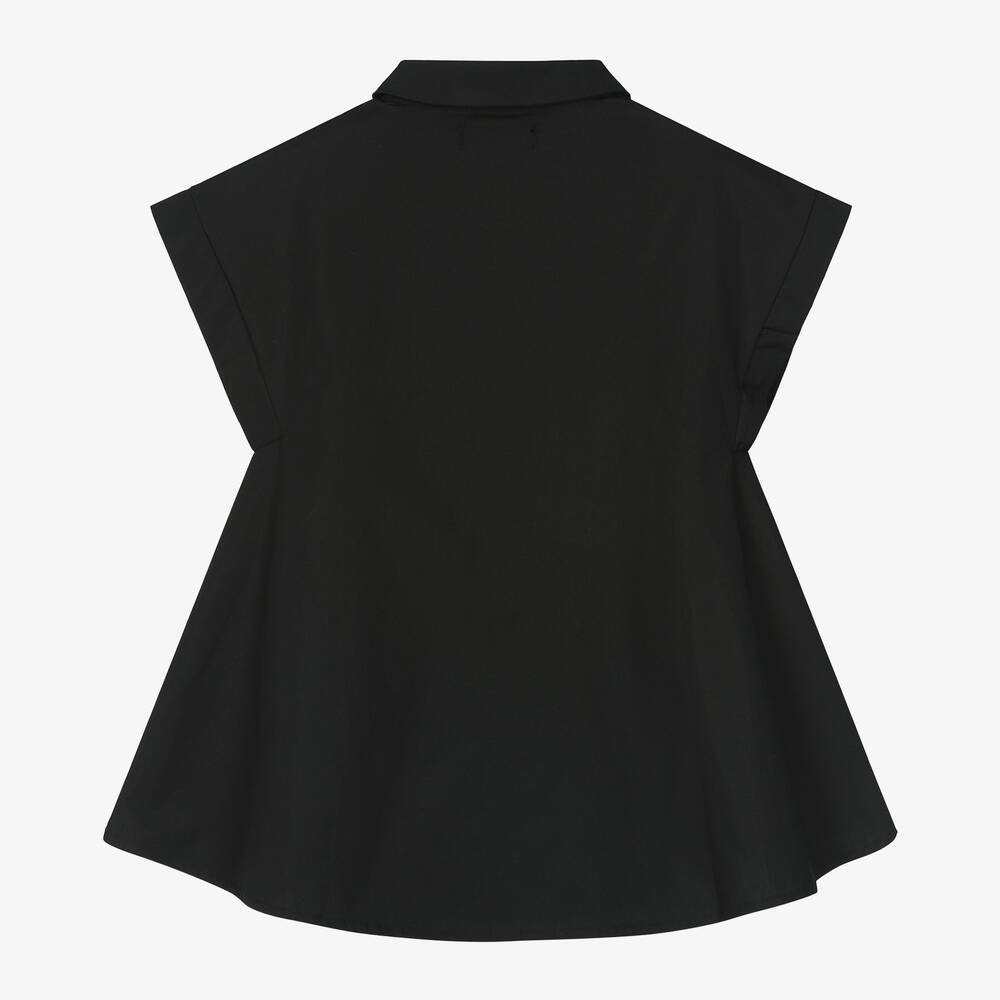 DKNY-Girls Black Cotton Poplin Zip-Up Dress | Childrensalon Outlet