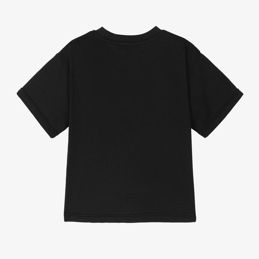 DKNY-Girls Black Cotton T-Shirt | Childrensalon Outlet