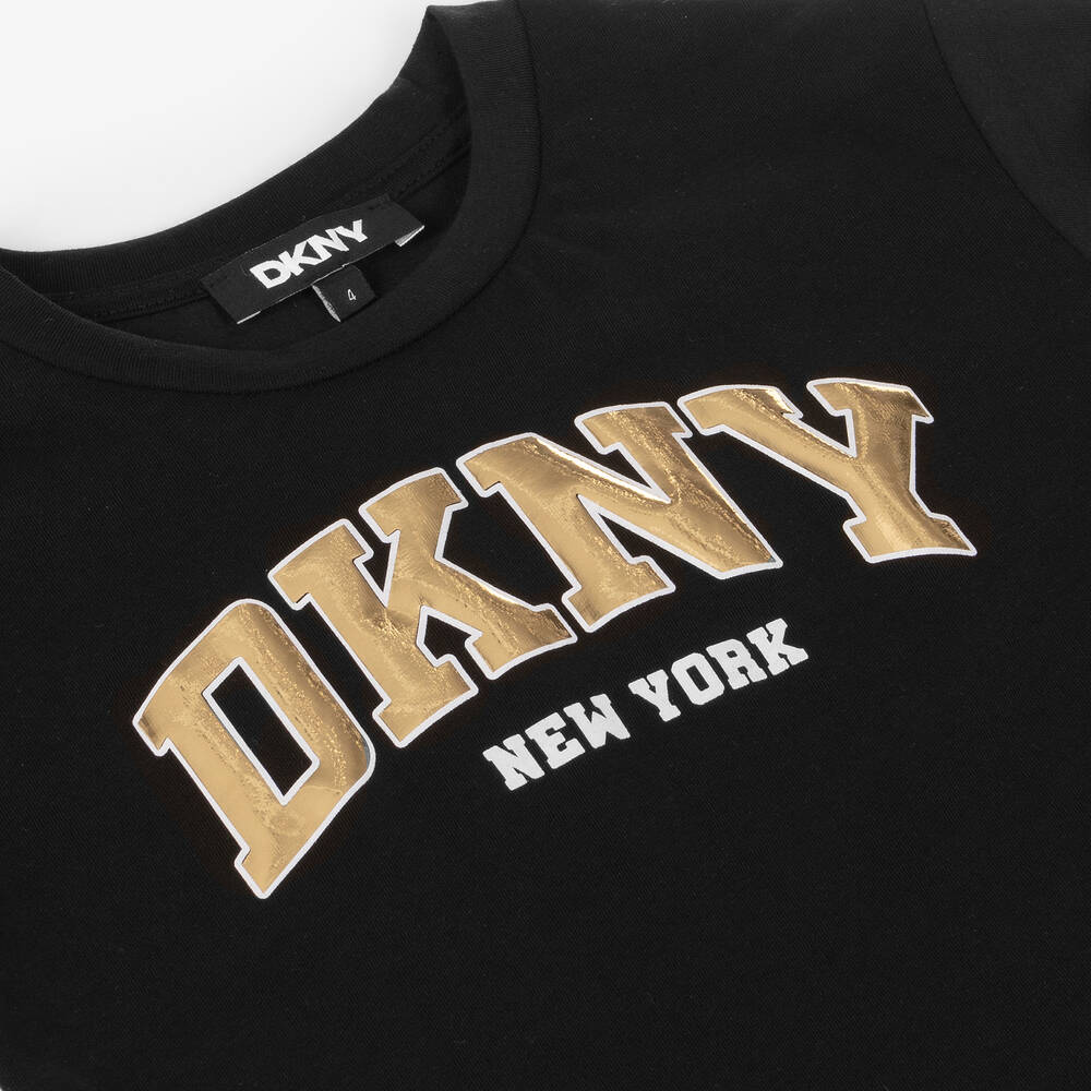 DKNY-Girls Black Cotton T-Shirt | Childrensalon Outlet