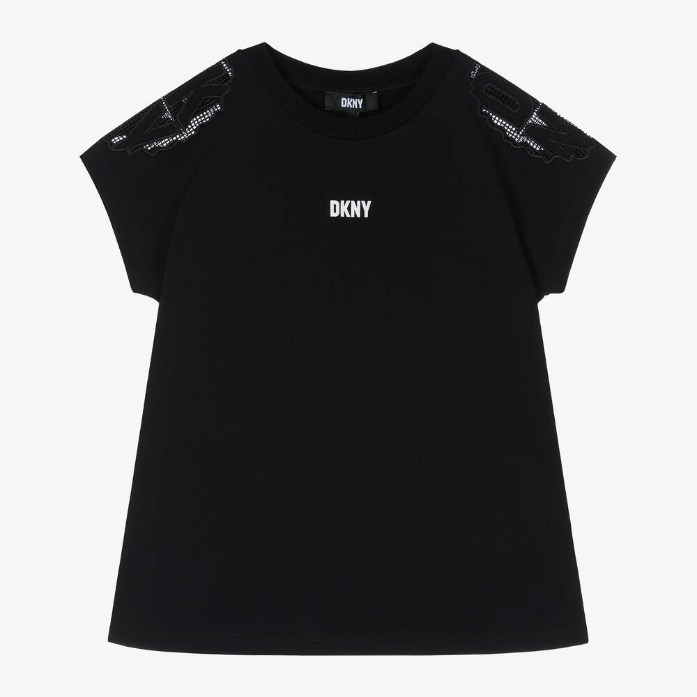 Girls Black Cotton T Shirt Dress