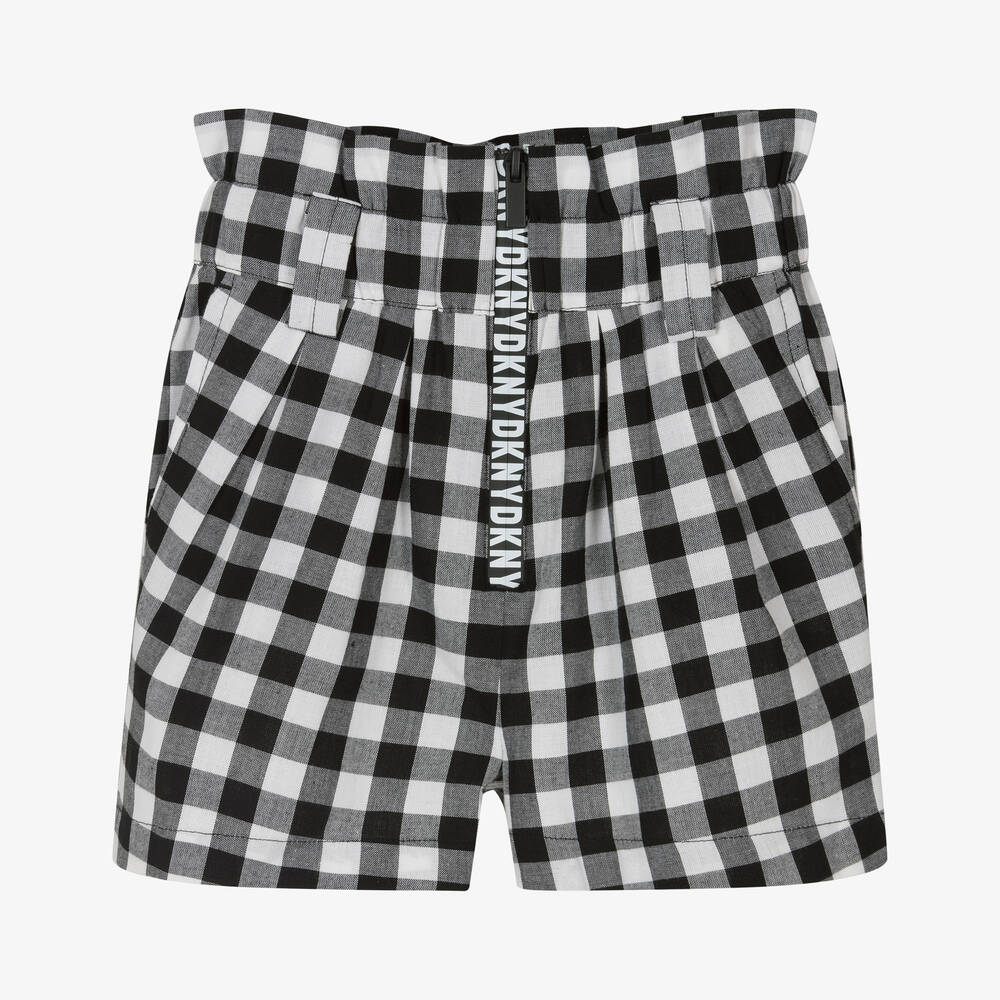DKNY-Girls Black Gingham Cotton Shorts | Childrensalon Outlet