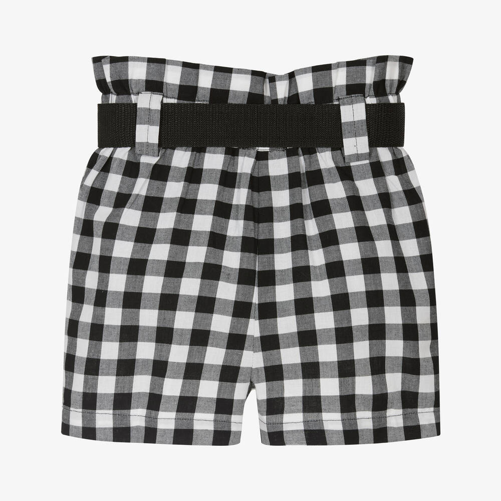 DKNY-Girls Black Gingham Cotton Shorts | Childrensalon Outlet