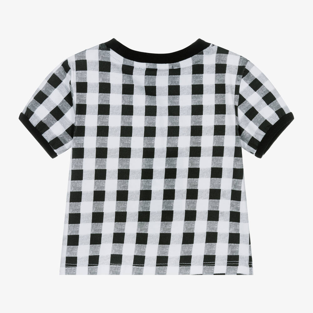 DKNY-Girls Black Gingham Cotton T-Shirt | Childrensalon Outlet