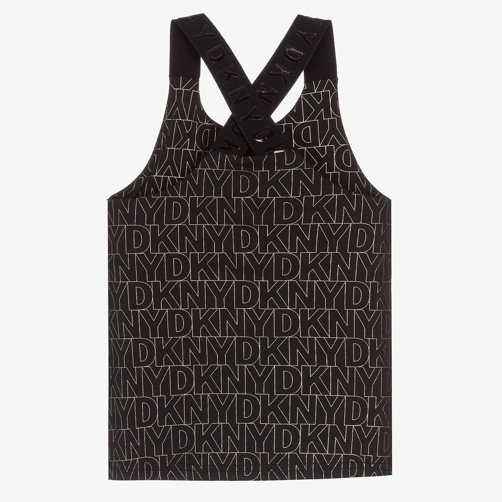 DKNY Girls Black Gold Sports Top