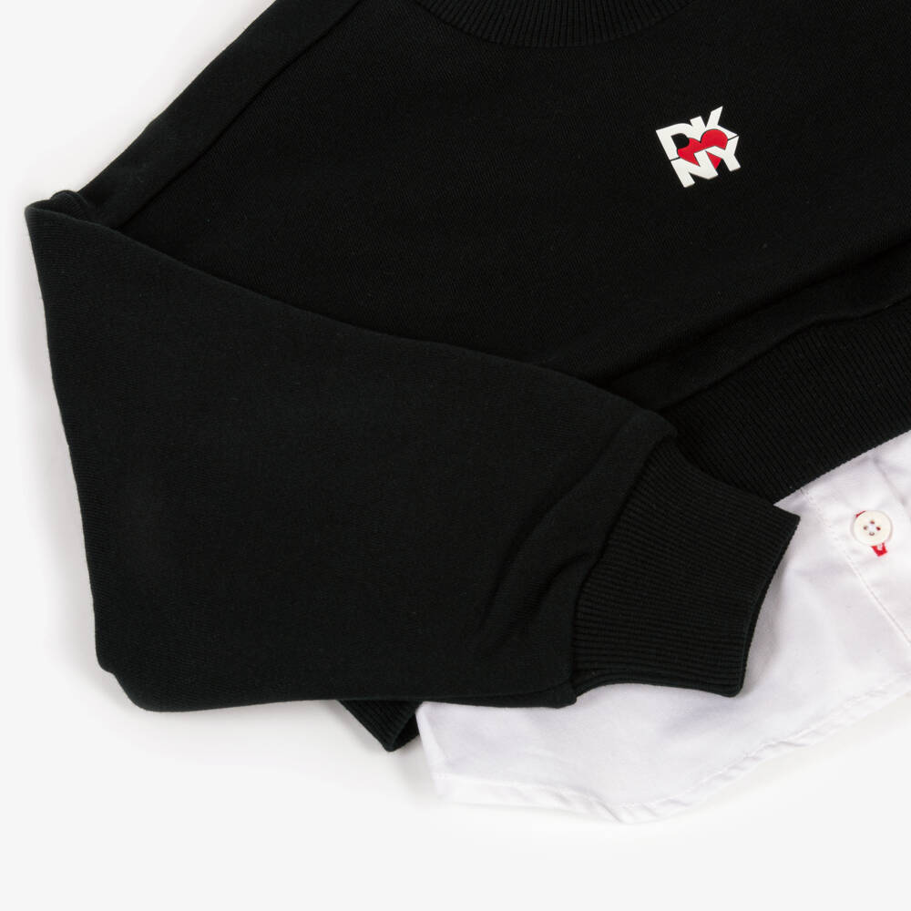 DKNY-Girls Black Heart Logo Sweatshirt Dress | Childrensalon Outlet