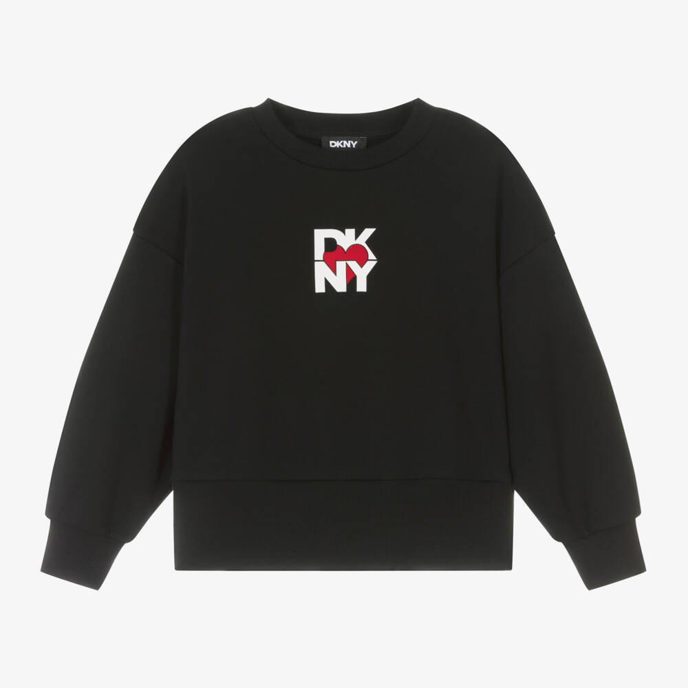 DKNY-Girls Black Heart Logo Top | Childrensalon Outlet
