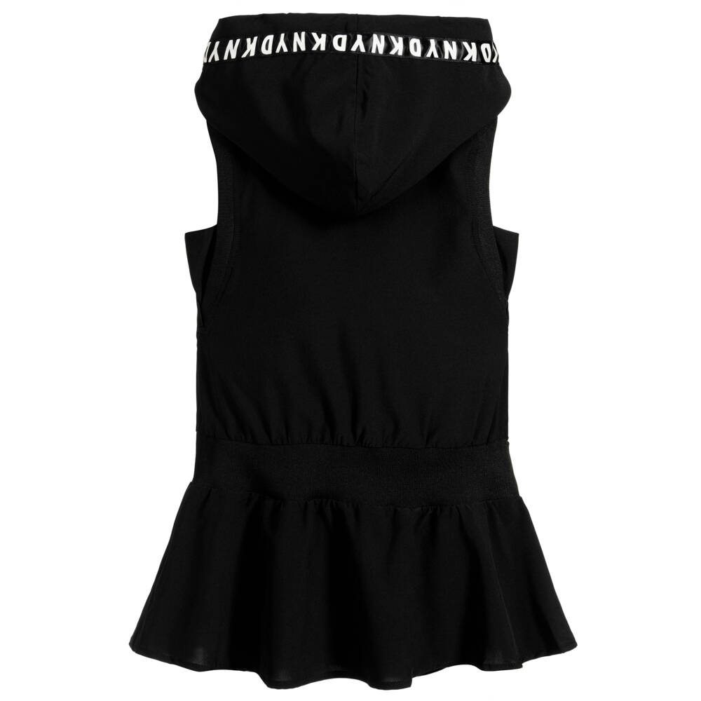 DKNY-Girls Black Hooded Zip Dress | Childrensalon Outlet