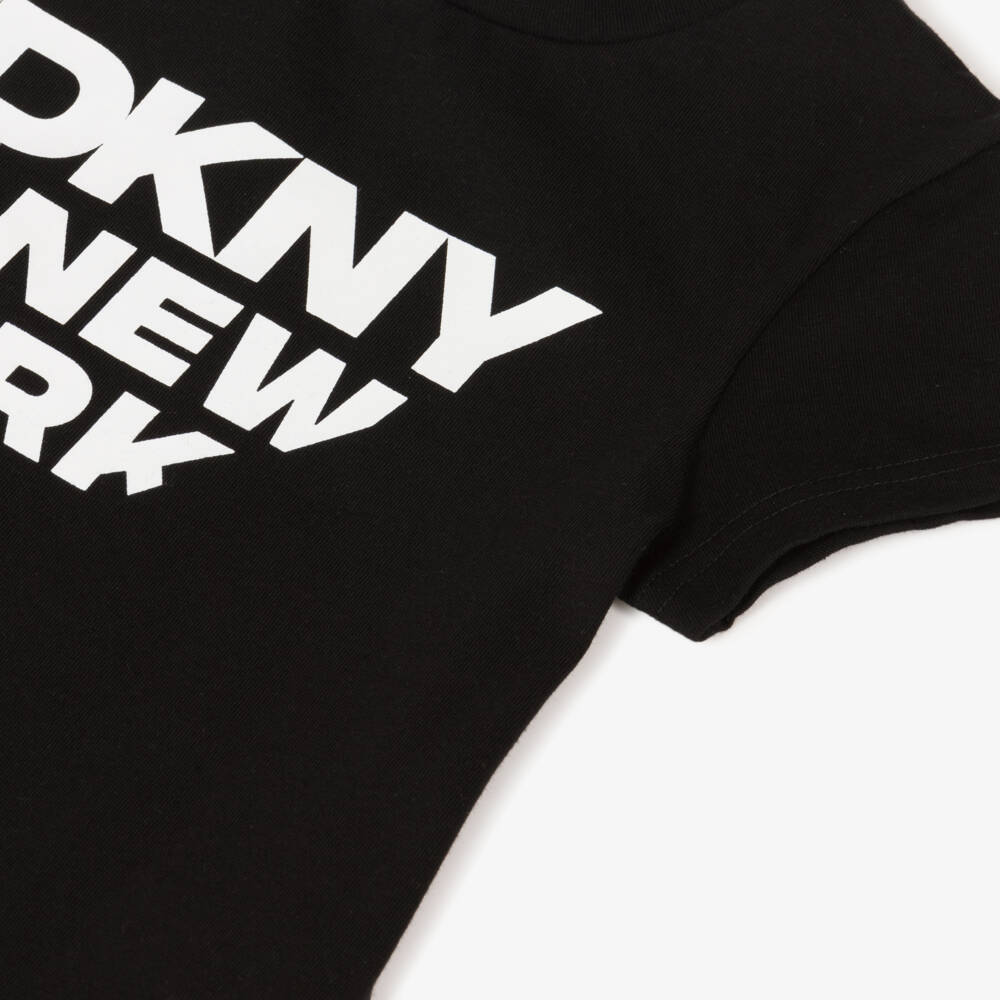 DKNY-Girls Black Jersey Logo Tee | Childrensalon Outlet