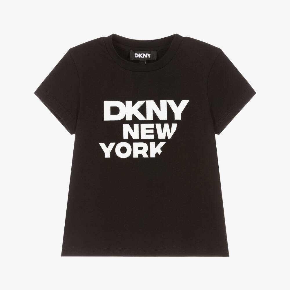 DKNY-Girls Black Jersey Logo Tee | Childrensalon Outlet