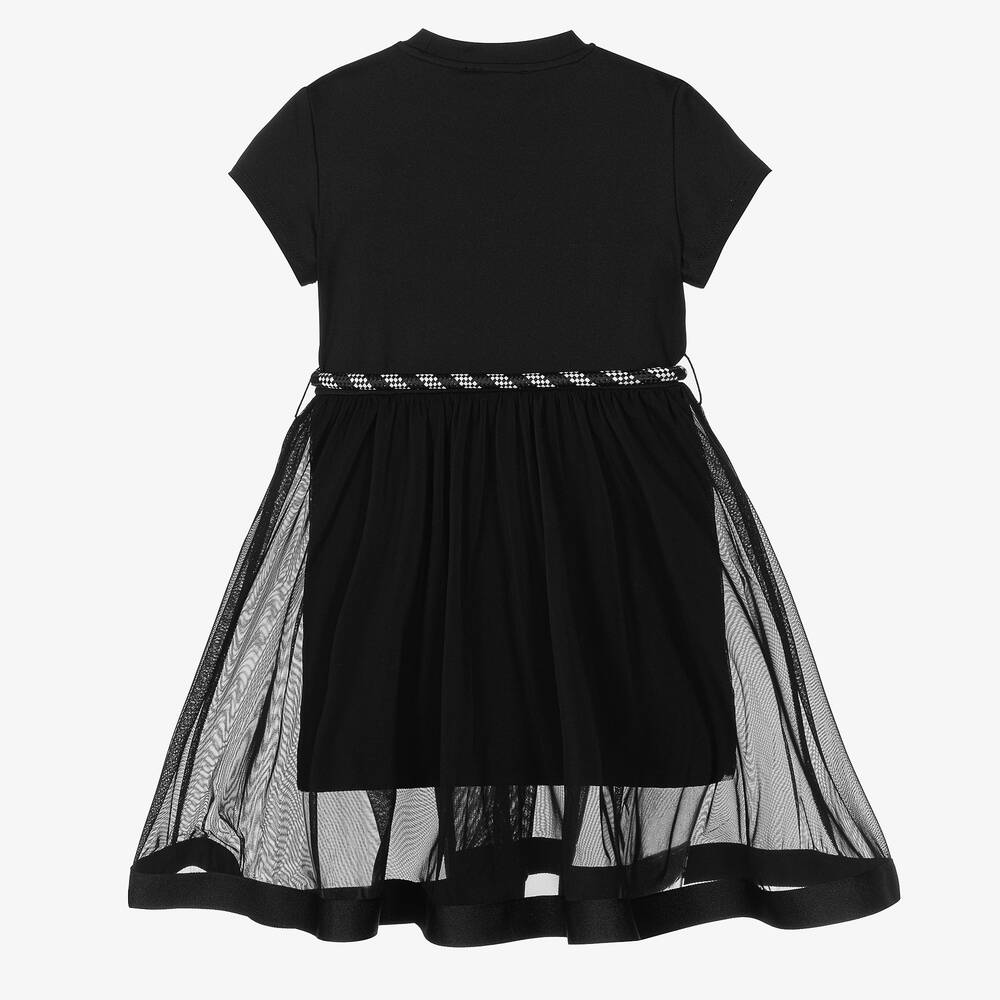 DKNY-Girls Black Jersey & Mesh Dress | Childrensalon Outlet