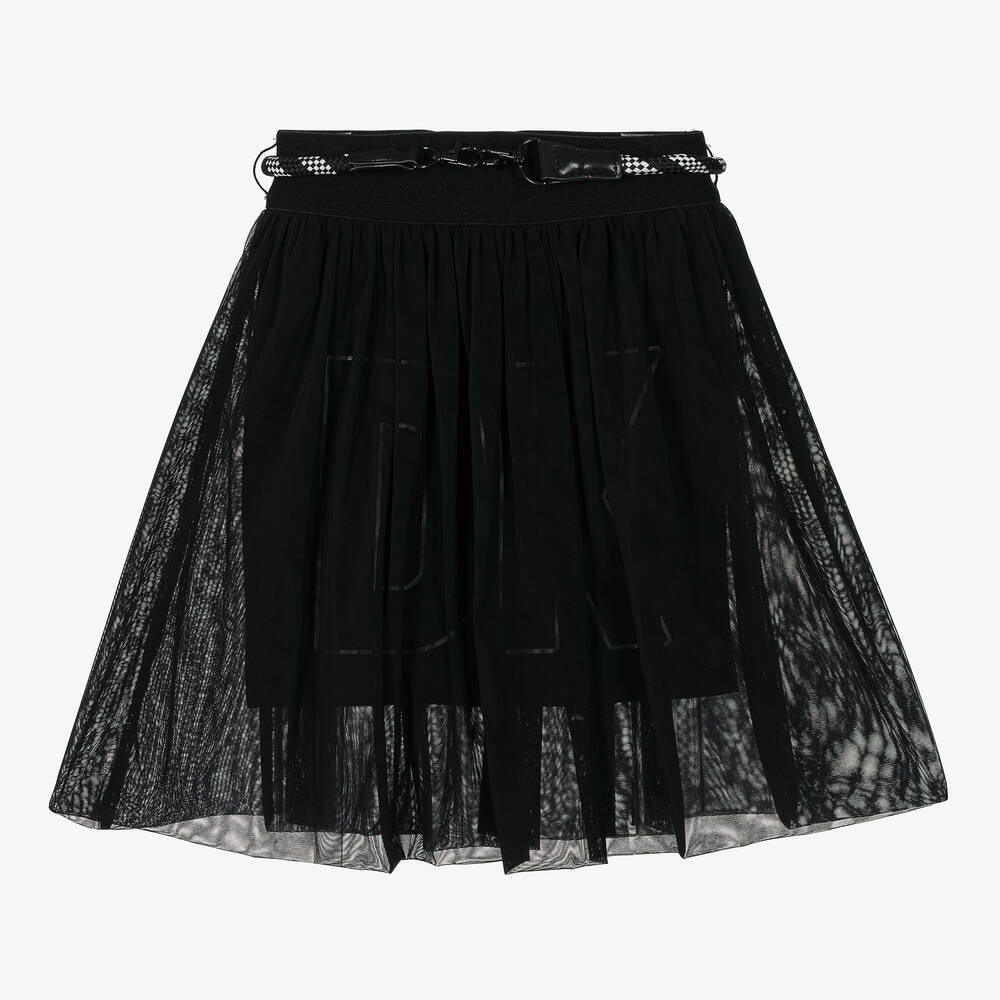 DKNY - Girls Black Jersey & Mesh Skirt | Childrensalon
