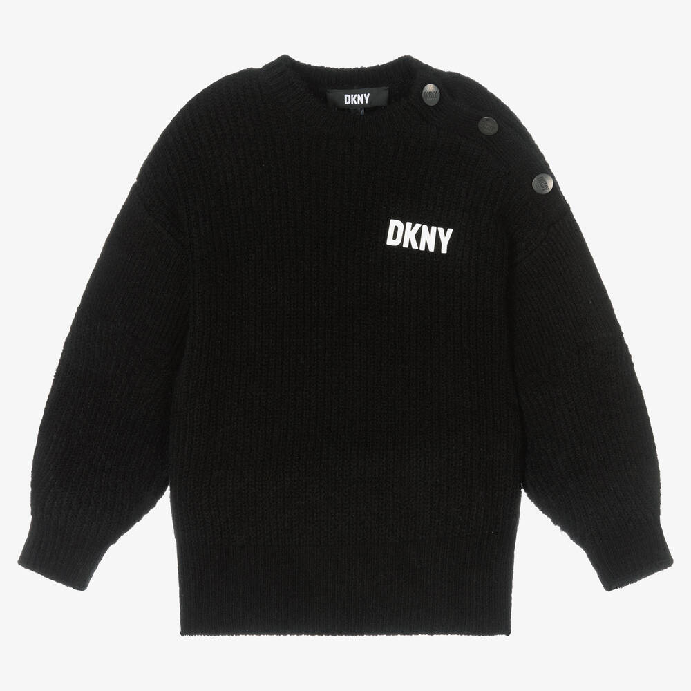 DKNY - Girls Black Knitted Sweater | Childrensalon