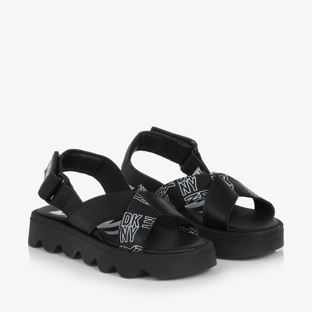 Ladies black leather sandals shop