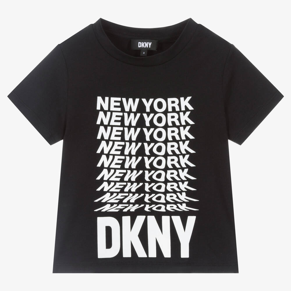 DKNY - T-shirt noir en coton fille | Childrensalon