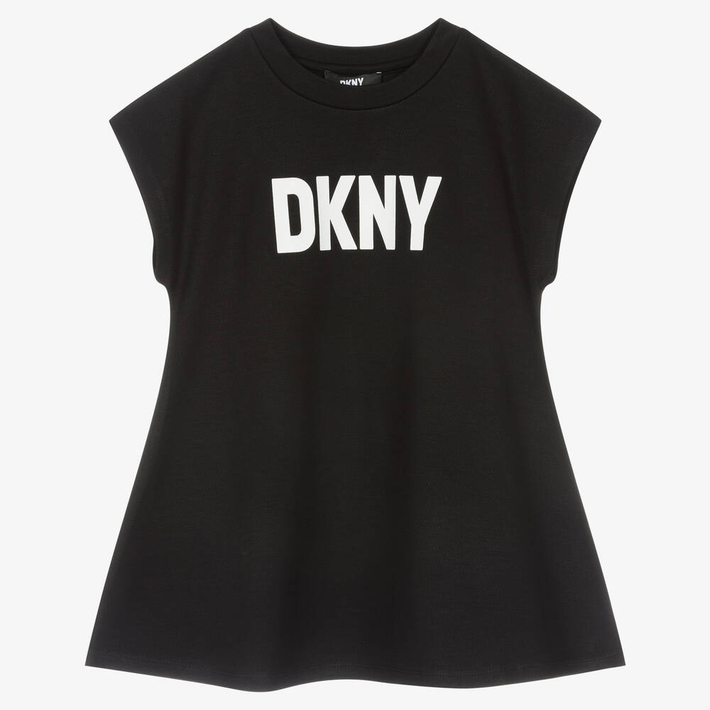 DKNY - Girls Black Logo Dress | Childrensalon