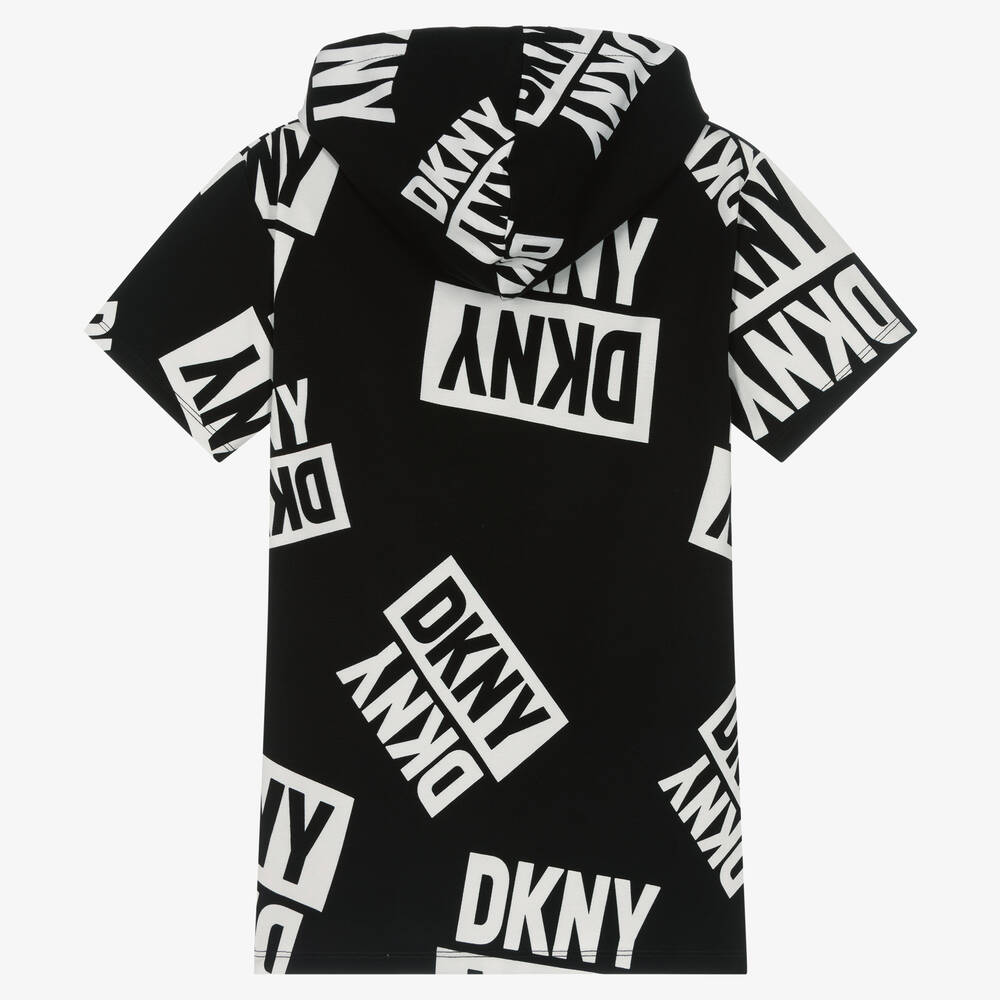 DKNY-Girls Black Logo Hooded Dress | Childrensalon Outlet
