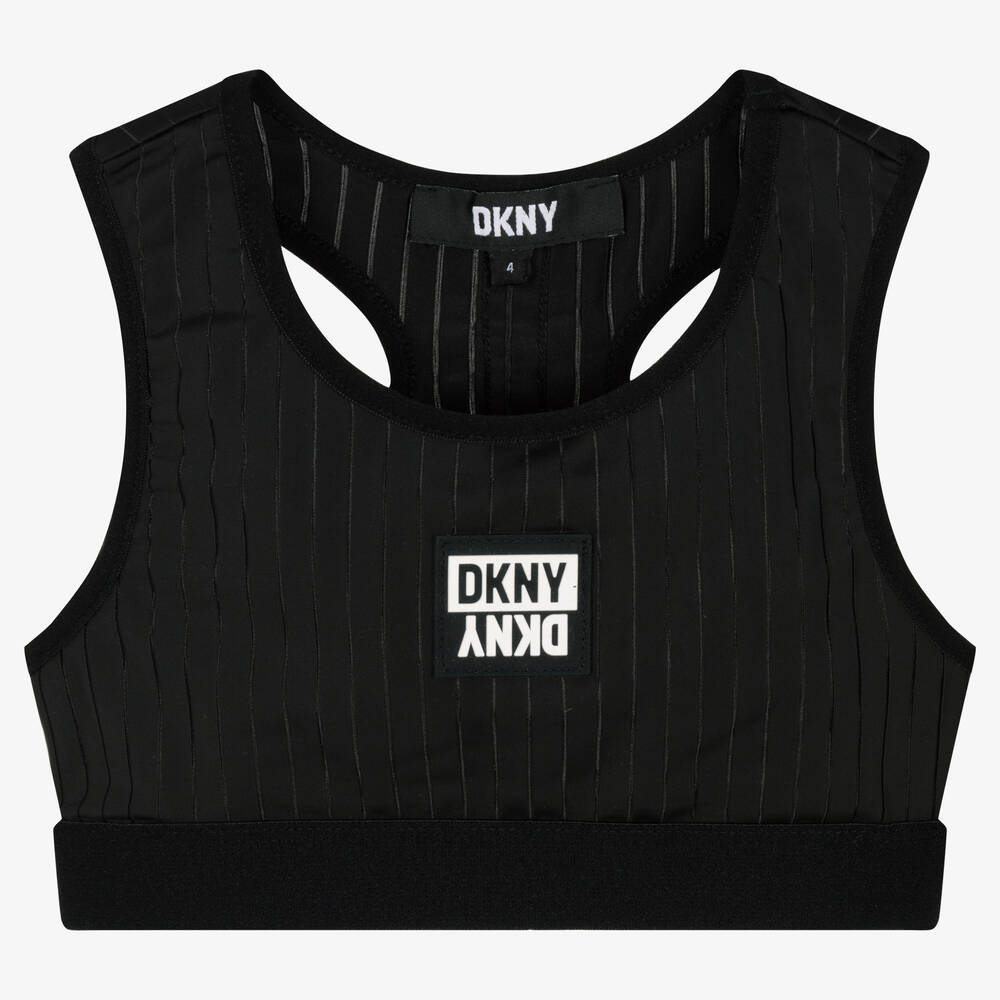 DKNY - توب رياضي قصير لون أسود للبنات | Childrensalon
