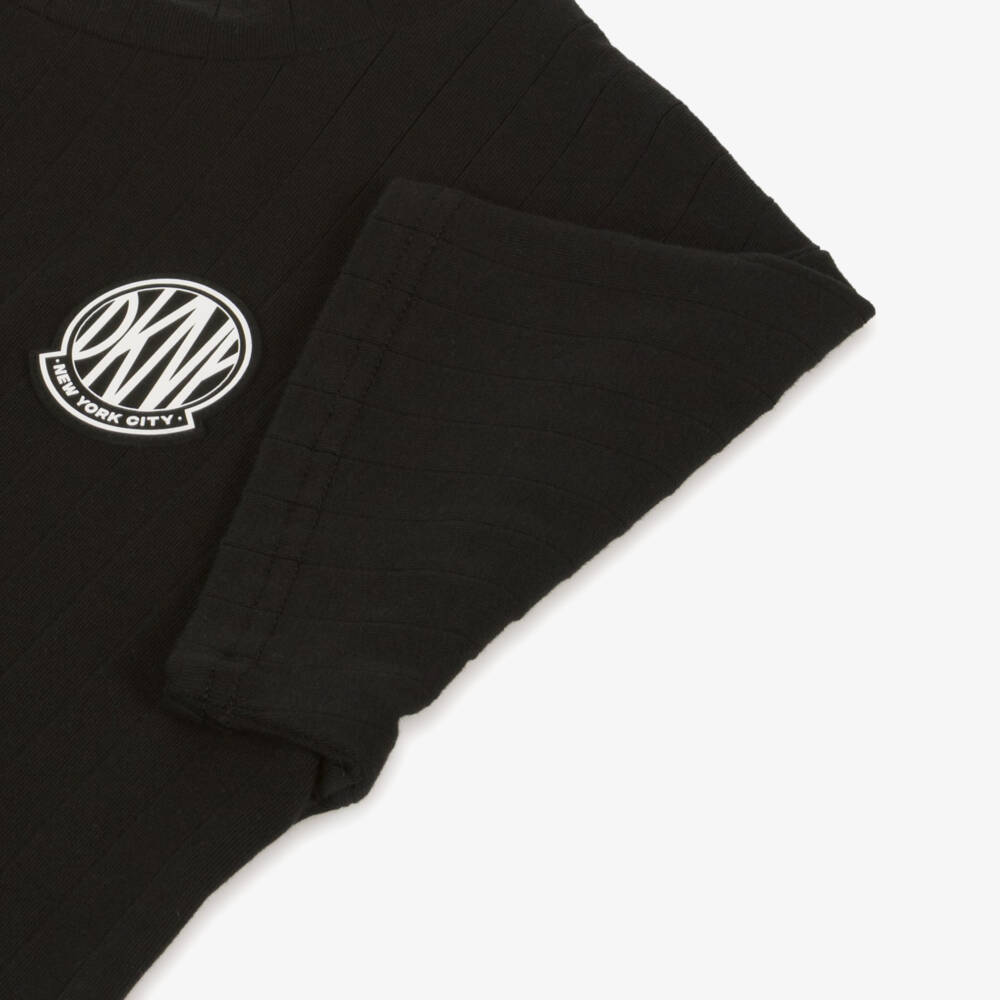 DKNY-Girls Black Logo Stripe Tee | Childrensalon Outlet