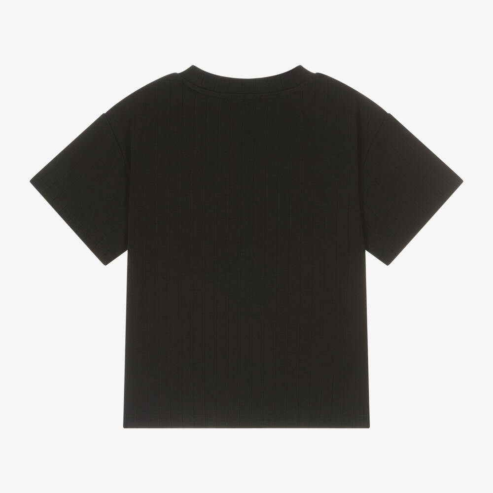 DKNY-Girls Black Logo Stripe Tee | Childrensalon Outlet