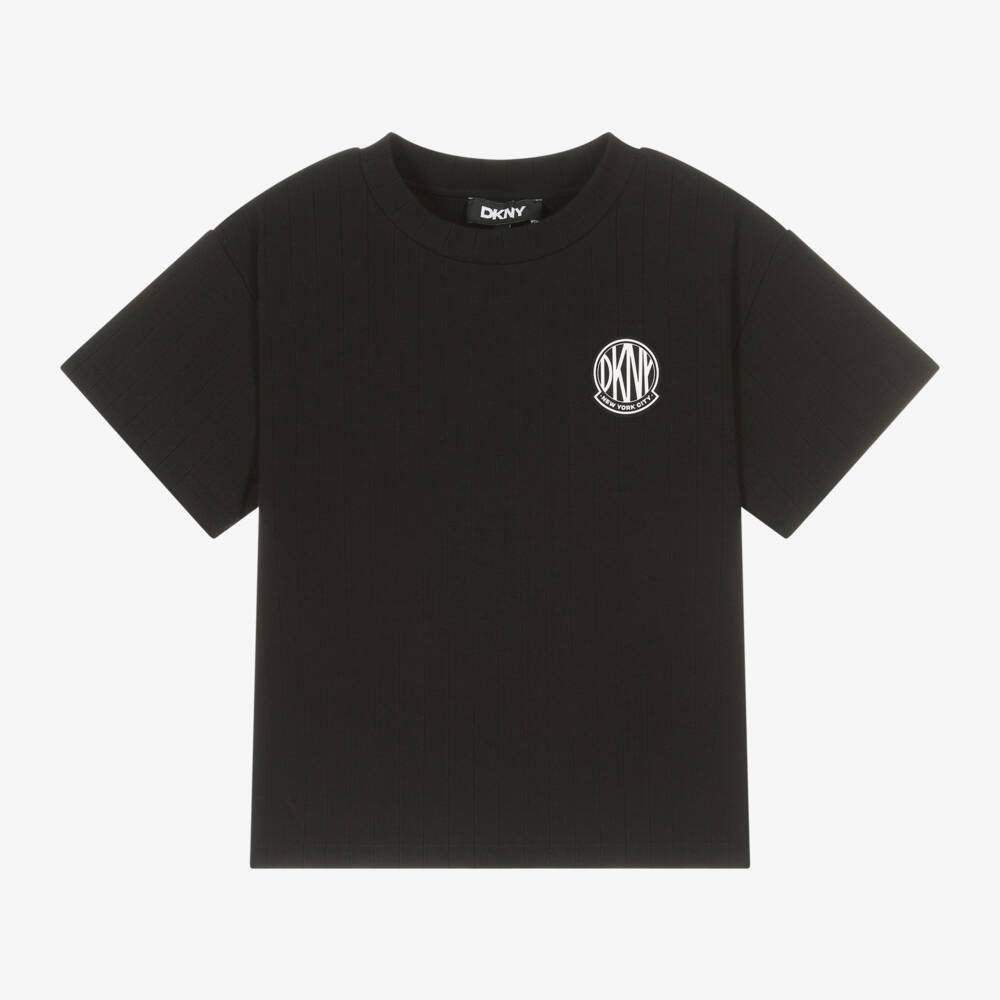 DKNY-Girls Black Logo Stripe Tee | Childrensalon Outlet