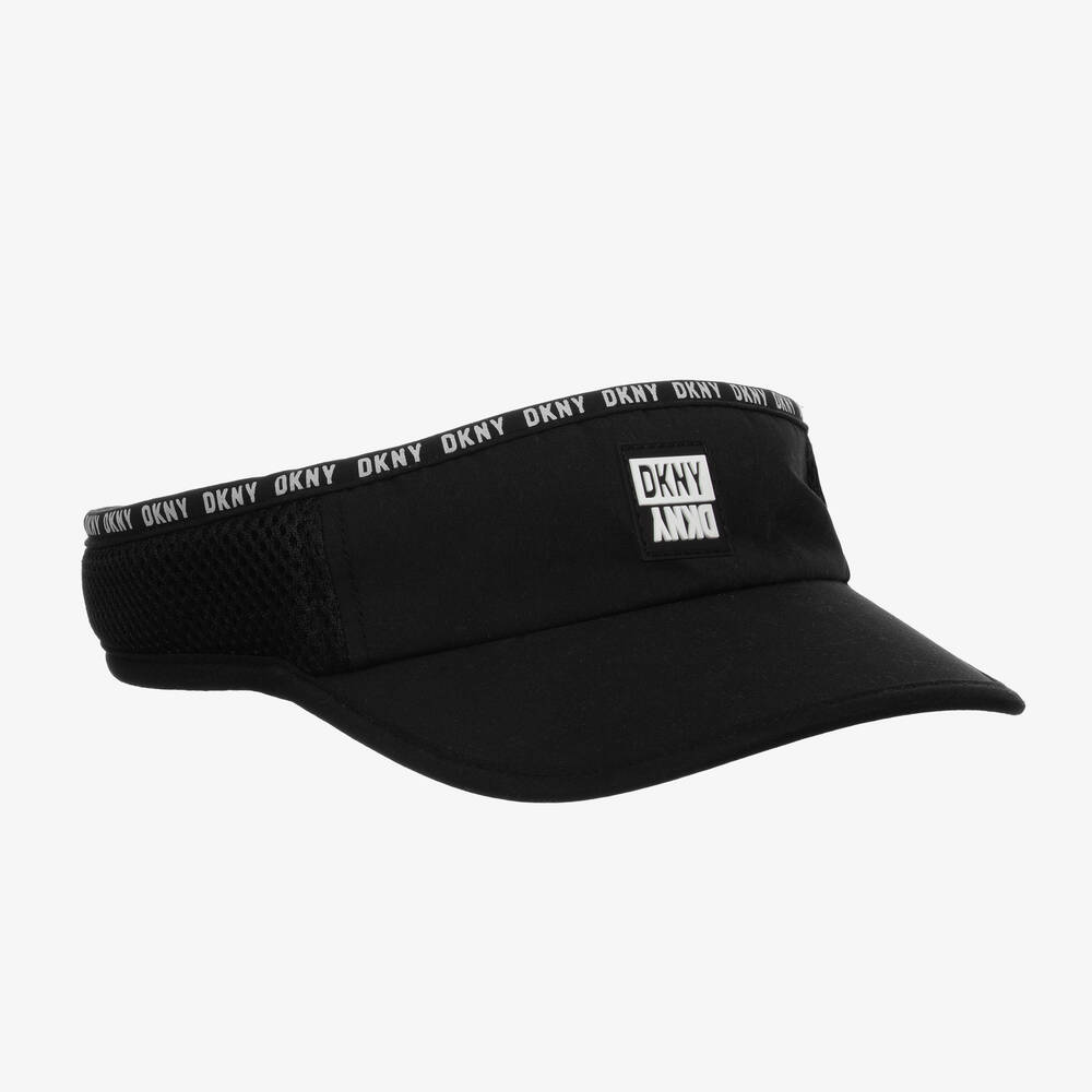 DKNY - قبعة فايزر كانفاس وشبك لون أسود للبنات | Childrensalon