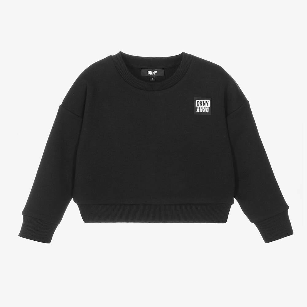 DKNY - Girls Black Logo Sweatshirt | Childrensalon