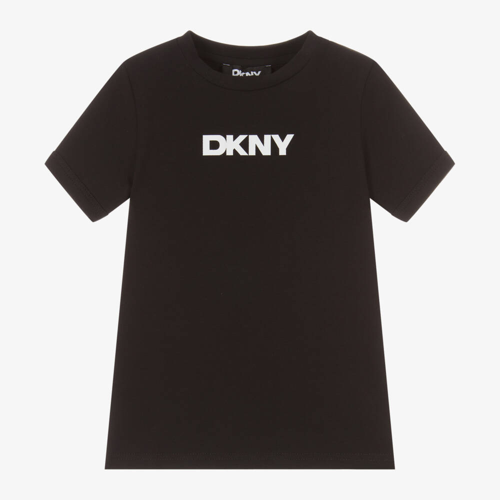 DKNY-تيشيرت قطن لون أسود للبنات | Childrensalon Outlet