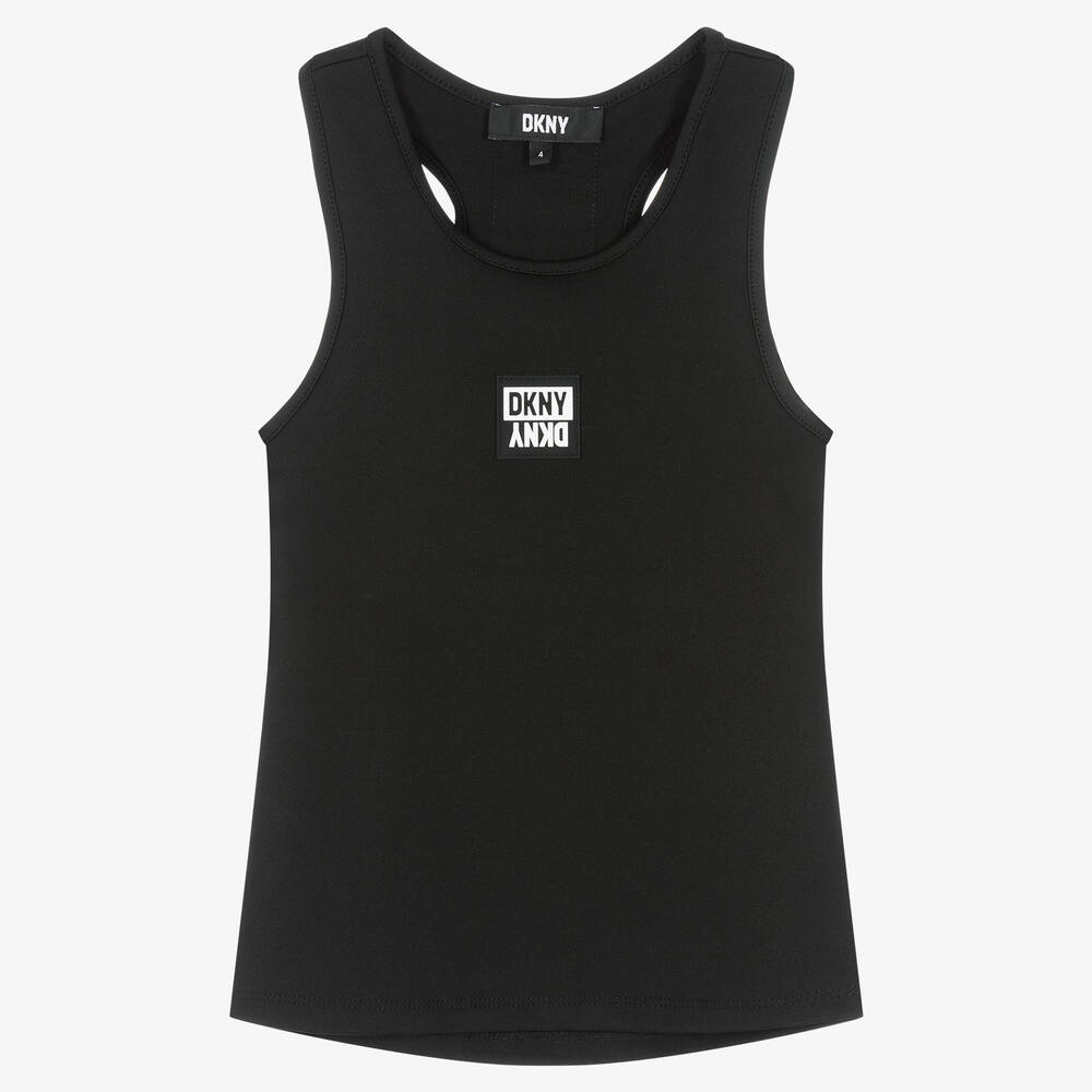 DKNY - Girls Black Logo Vest Top | Childrensalon