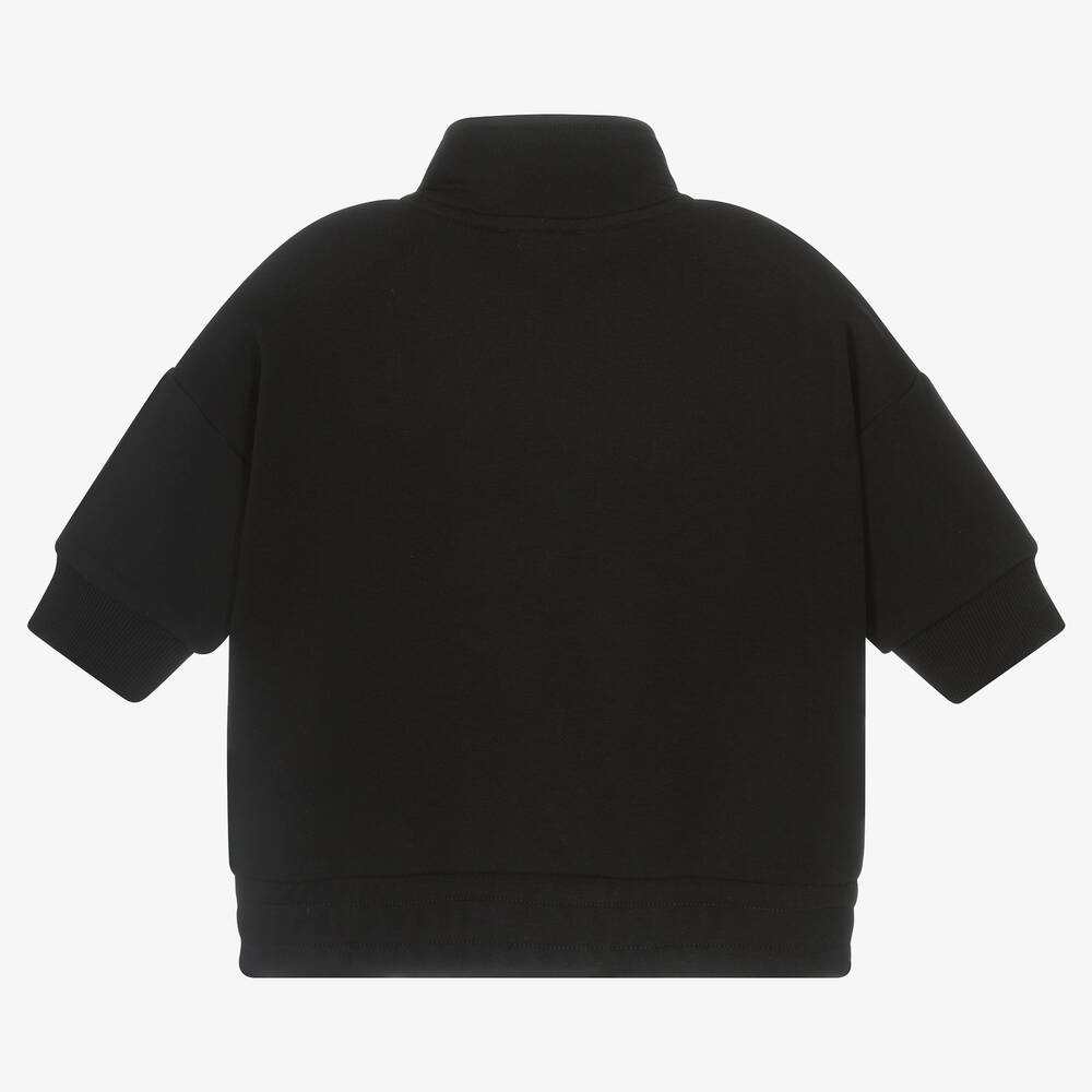 DKNY-توب بسحّاب قطن جيرسي لون أسود للبنات | Childrensalon Outlet