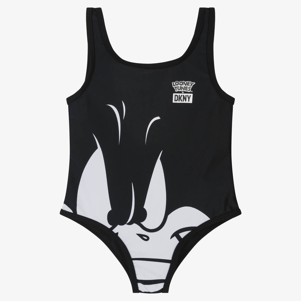 DKNY - Girls Black Looney Tunes Swimsuit | Childrensalon