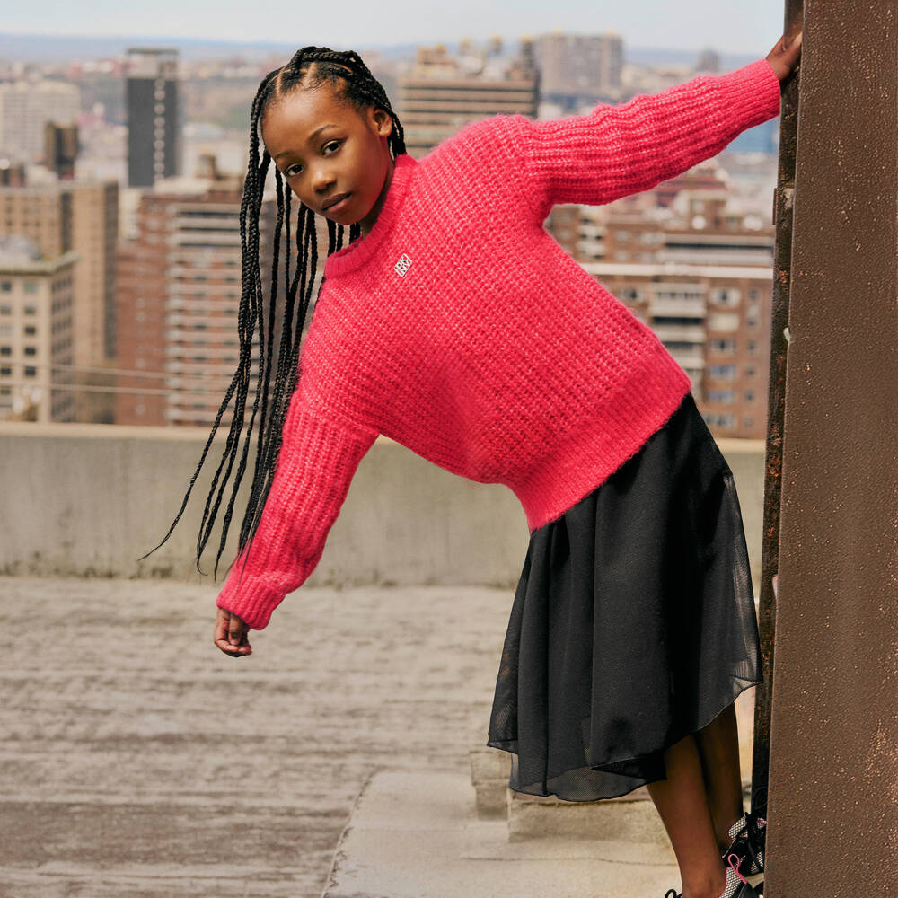 DKNY-تنورة طبقات شبكية سوداء للبنات | Childrensalon Outlet