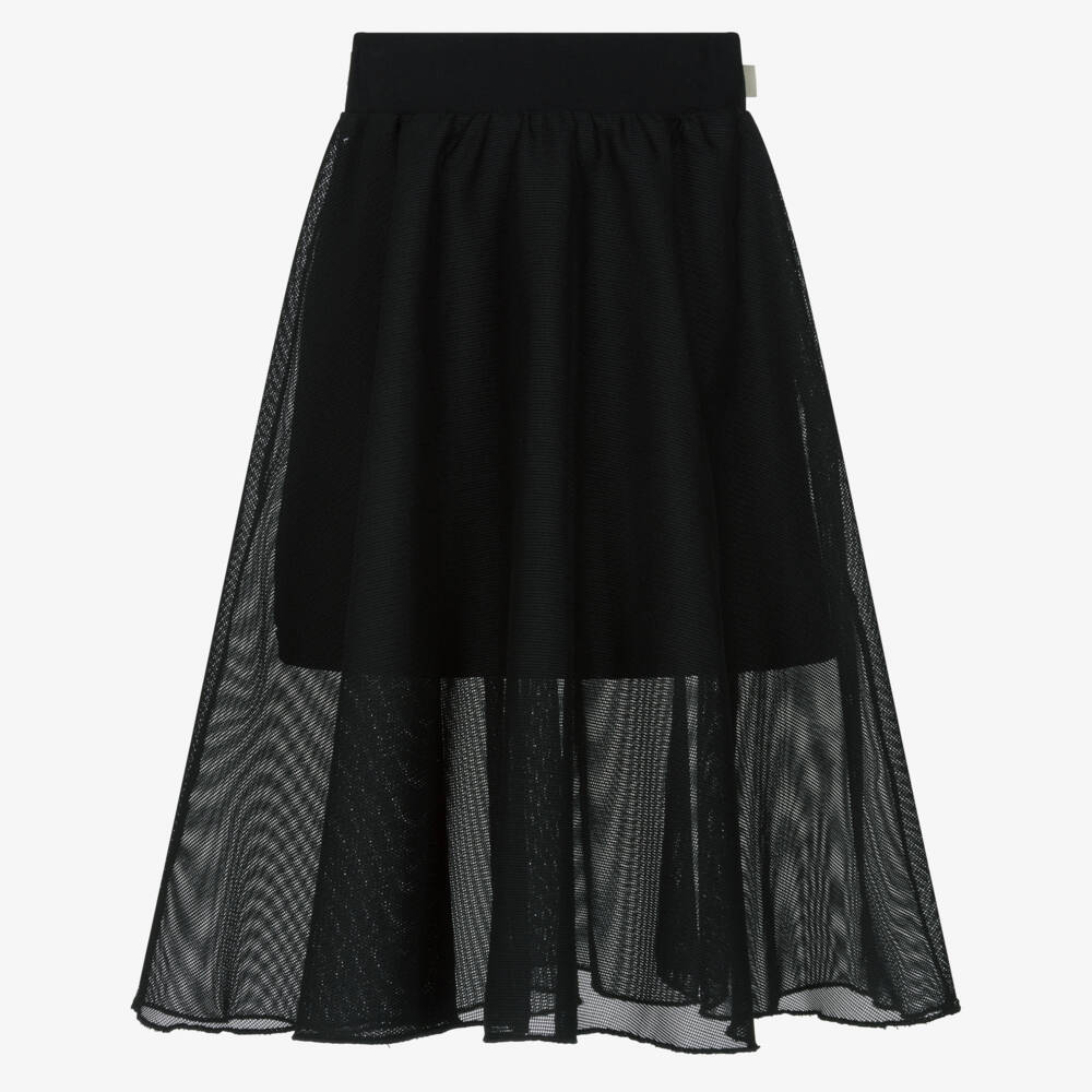 DKNY-تنورة طبقات شبكية سوداء للبنات | Childrensalon Outlet