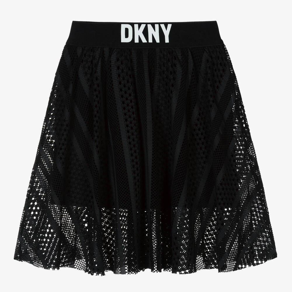 DKNY - Girls Black Mesh Midi Skirt | Childrensalon