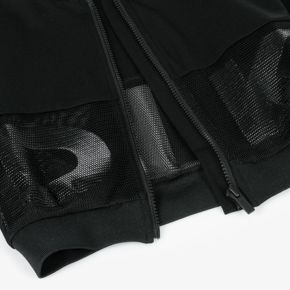 DKNY-Girls Black Mesh Zip-Up Cardigan | Childrensalon Outlet
