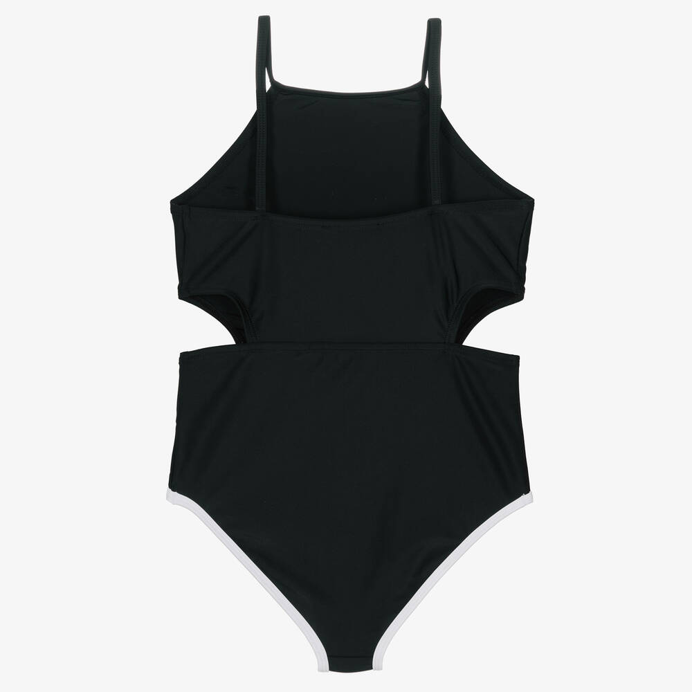 DKNY-Girls Black Metallic Logo Swimsuit | Childrensalon Outlet