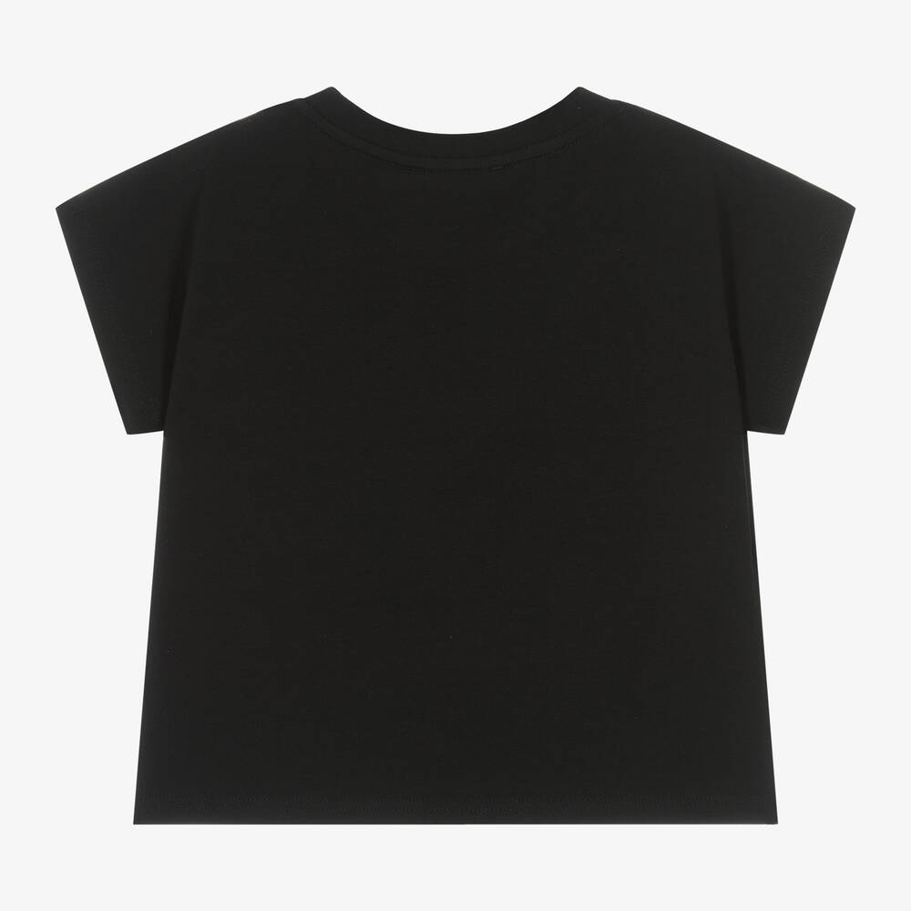 DKNY-Girls Black Organic Cotton T-Shirt | Childrensalon Outlet