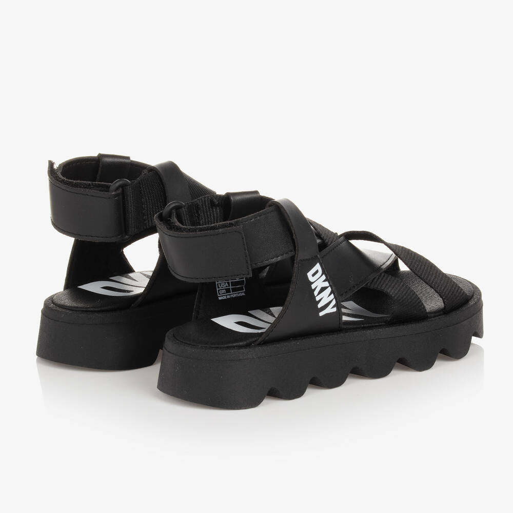DKNY-Girls Black Plaited Faux Leather Sandals | Childrensalon Outlet