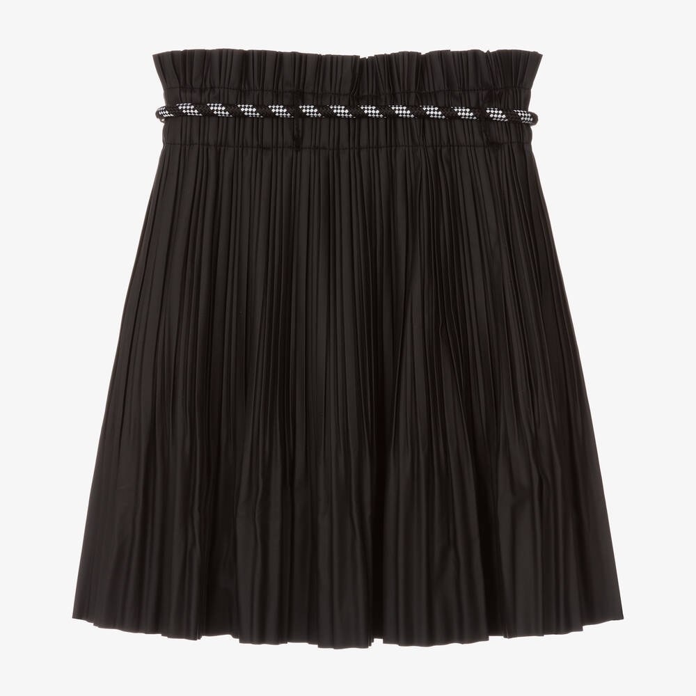 DKNY-Girls Black Pleated Faux Leather Skirt | Childrensalon Outlet