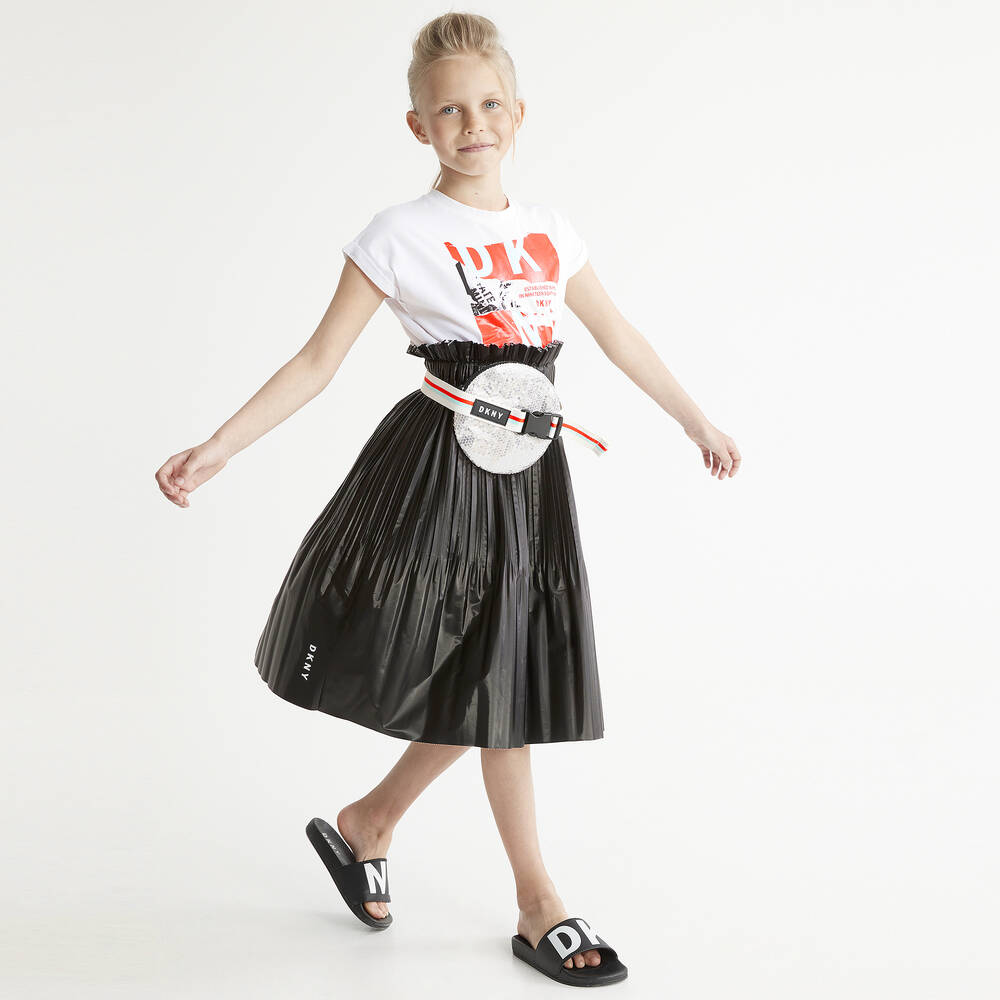 DKNY-Черная плиссированная юбка для девочек | Childrensalon Outlet
