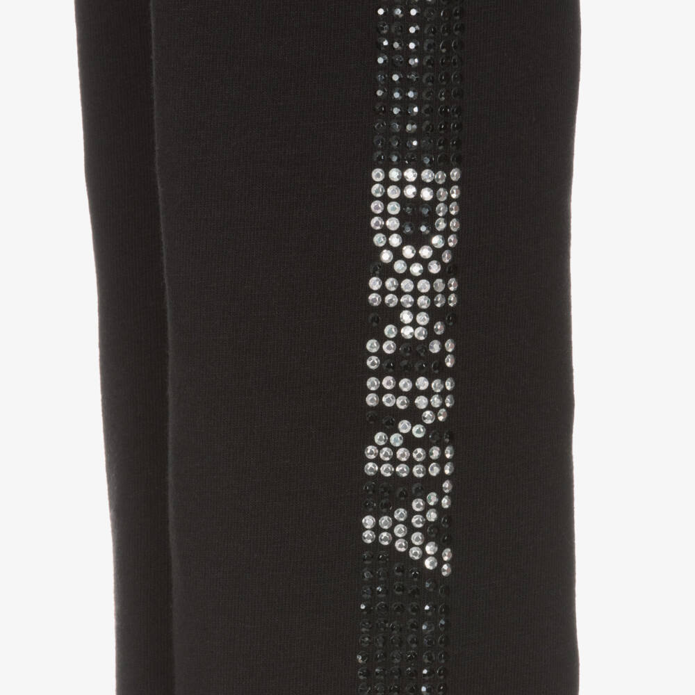 DKNY-Girls Black Rhinestone Cotton Leggings | Childrensalon Outlet