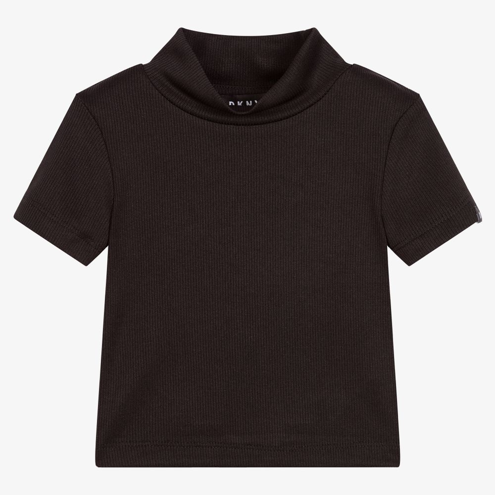 DKNY - Haut court noir côtelé Fille | Childrensalon