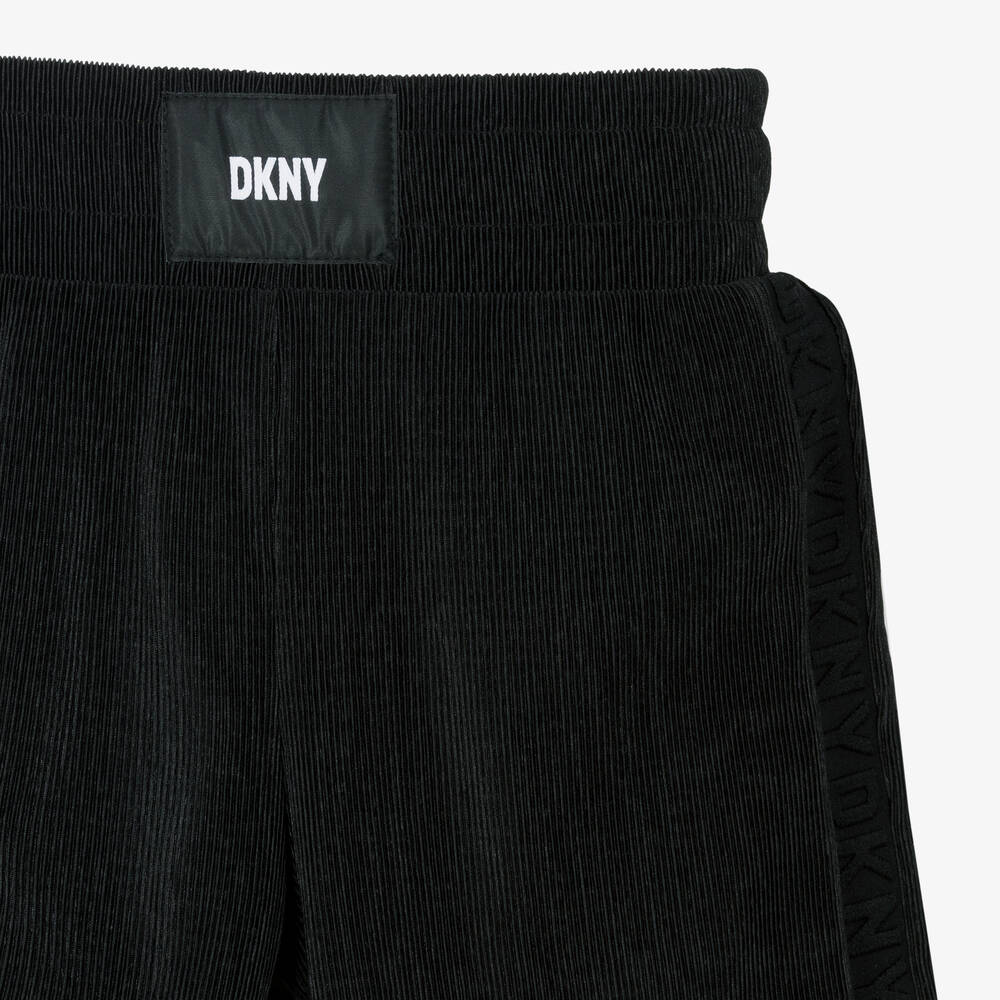 DKNY-Girls Black Ribbed Wide Leg Trousers | Childrensalon Outlet