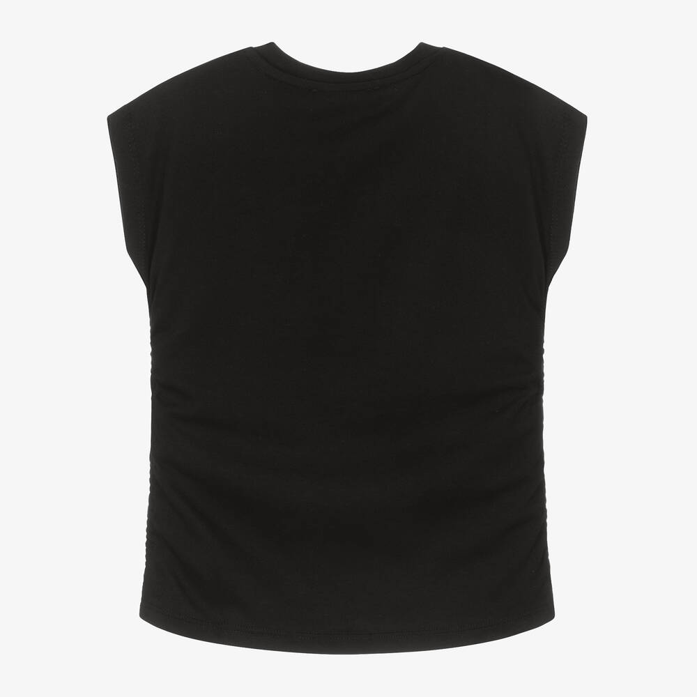 DKNY-تيشيرت قطن جيرسي لون أسود للبنات | Childrensalon Outlet