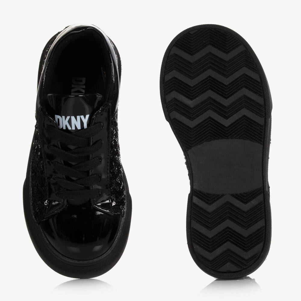 DKNY Girls Black Sequin Trainers