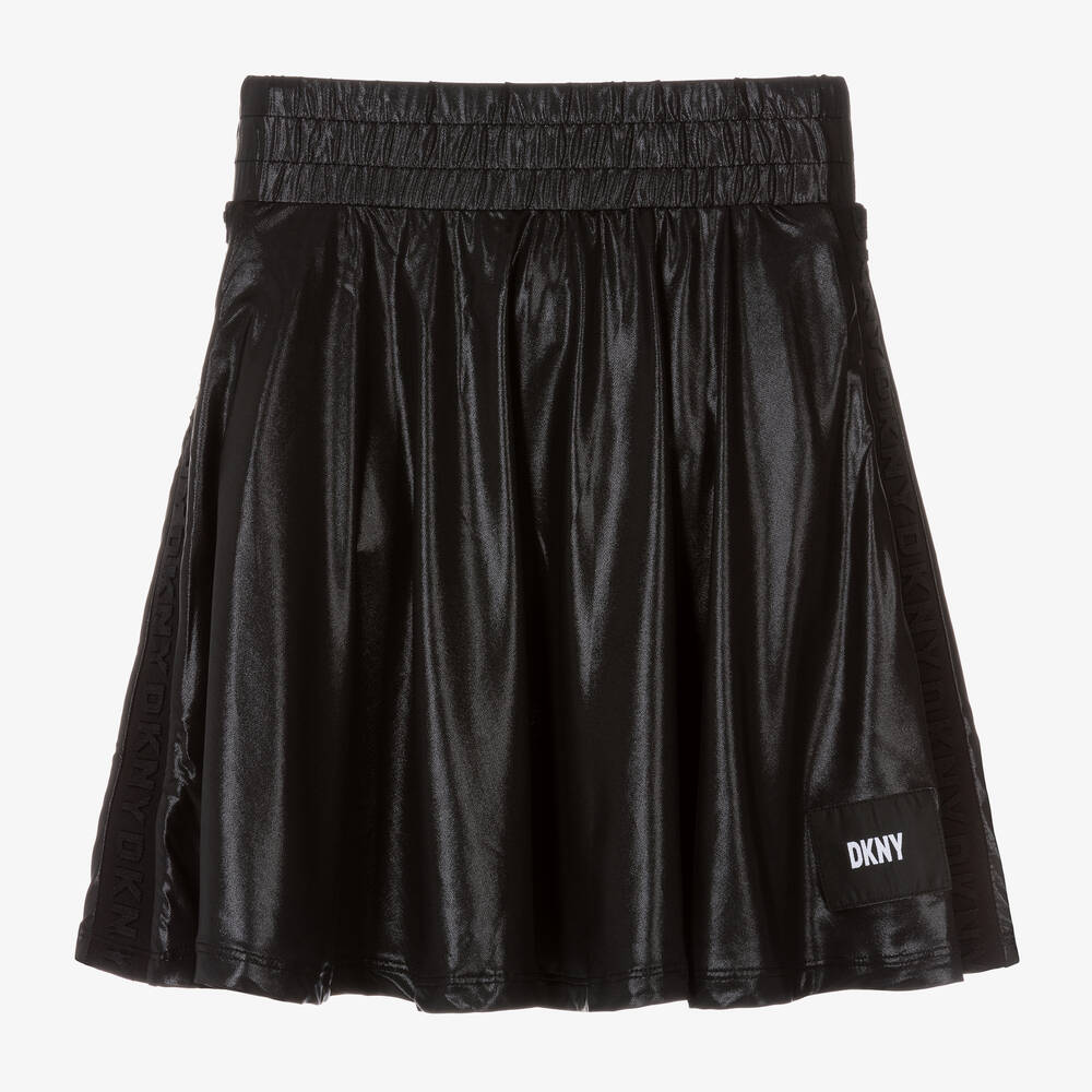 DKNY - Girls Black Shimmer Jersey Skirt | Childrensalon